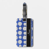 Aangepaste naam: blauwe glitter volleyballen bagagelabel (Achterkant verticaal)