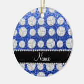 Aangepaste naam: blauwe glitter volleyballen keramisch ornament (Links)