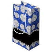 Aangepaste naam: blauwe glitter volleyballen klein cadeauzakje (Achterkant Gekanteld)