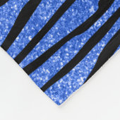 Aangepaste naam blauwe glitterzebrastrepen zilverb fleece deken (Hoek)
