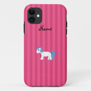 Aangepaste naam blauwe haarkleurige eenhoornroze s Case-Mate iPhone case