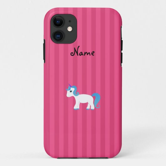 Aangepaste naam blauwe haarkleurige eenhoornroze s Case-Mate iPhone case (Achterkant)