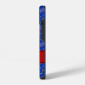 Aangepaste naam blauwe hockeysticks rode streep iPhone hoesje (Linkerkant)