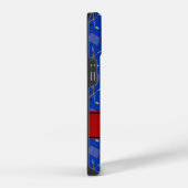 Aangepaste naam blauwe hockeysticks rode streep iPhone hoesje (Rechterkant)