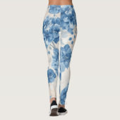 Aangepaste naam Blauwe Hortensia Botanisch Leggings (Achterkant)