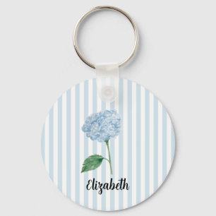 Aangepaste naam Blauwe Hortensia Schildering Stree Sleutelhanger