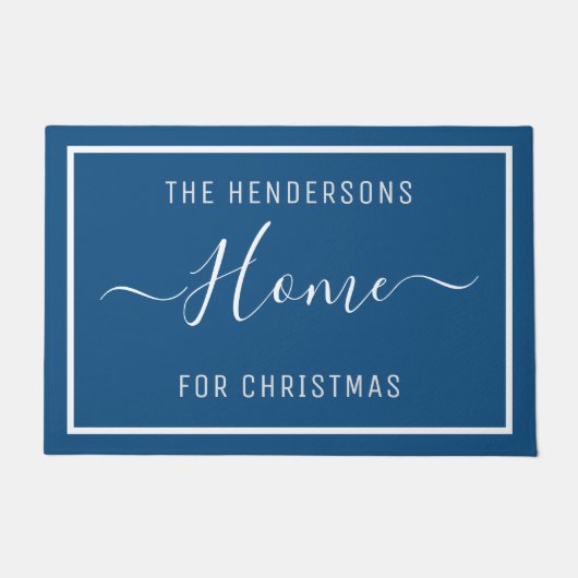 Aangepaste naam Blauwe Kerstmis Deurmat (Voorkant)