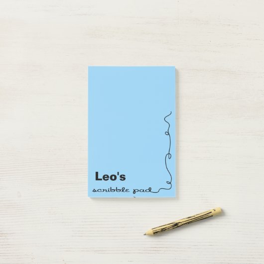 Aangepaste naam Blauwe krabbel Post-it® Notes (Op bureau)