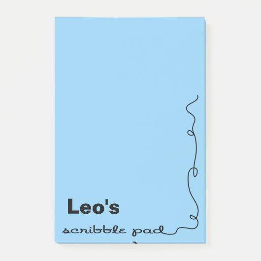 Aangepaste naam Blauwe krabbel Post-it® Notes (Voorkant)