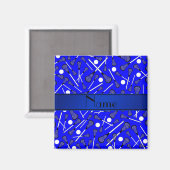 Aangepaste naam blauwe lacrosse magneet (Voorkant / Achterkant)
