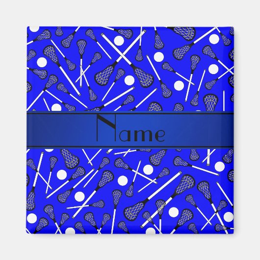 Aangepaste naam blauwe lacrosse magneet (Voorkant)