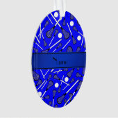 Aangepaste naam blauwe lacrosse ornament (voorkant)