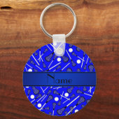 Aangepaste naam blauwe lacrosse sleutelhanger (Voorkant)