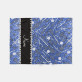 Aangepaste naam blauwe lacrossesticks fleece deken (Voorkant (Horizontaal))
