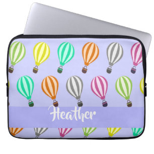 Aangepaste naam: blauwe luchtballon laptop sleeve