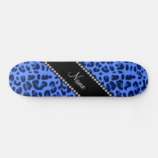 Aangepaste naam blauwe luipaard afdrukken skateboard (Horizontaal)