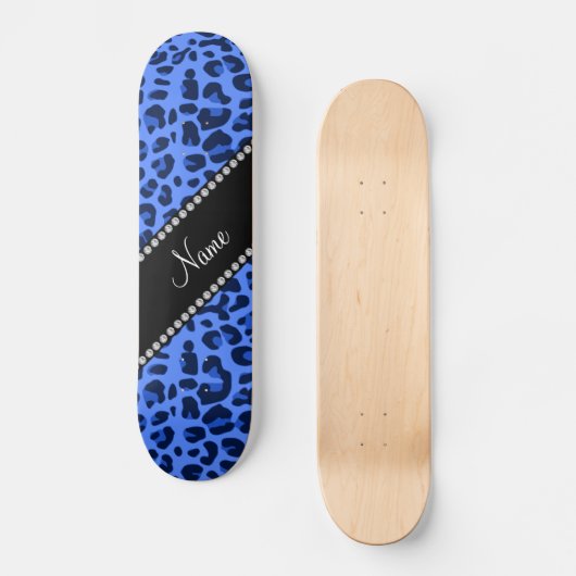 Aangepaste naam blauwe luipaard afdrukken skateboard (Voorkant)
