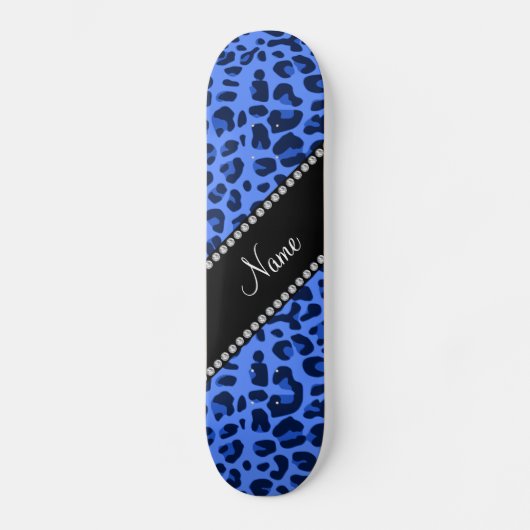 Aangepaste naam blauwe luipaard afdrukken skateboard (Voorkant)