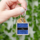 Aangepaste naam blauwe luipaard afdrukken sleutelhanger (Hand)