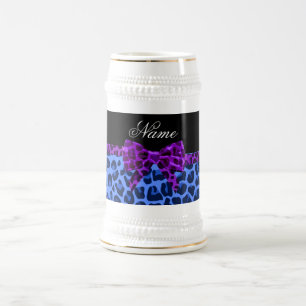 Aangepaste naam blauwe luipaard, paarse boeg bierpul
