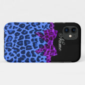 Aangepaste naam blauwe luipaard, paarse boeg Case-Mate iPhone case (Achterkant (horizontaal))