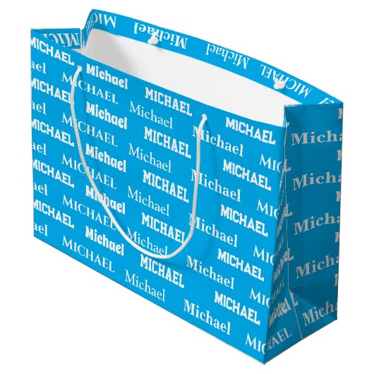 Aangepaste naam Blauwe Persoonlijke Jongens Verja Groot Cadeauzakje (Achterkant Gekanteld)