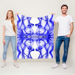 Aangepaste naam Blauwe rook symmetrische witte Fleece Deken