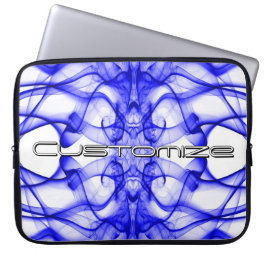 Aangepaste naam Blauwe rook Symmetrische witte Laptop Sleeve