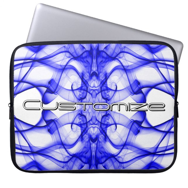 Aangepaste naam Blauwe rook Symmetrische witte Laptop Sleeve (Voorkant)