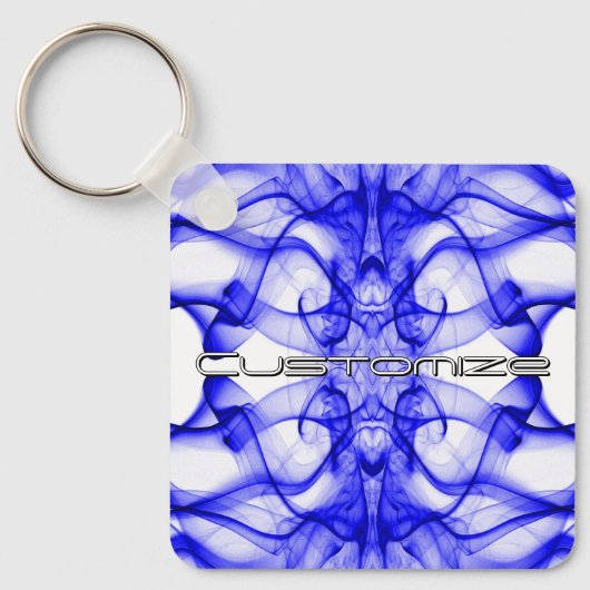 Aangepaste naam Blauwe rook symmetrische witte Sleutelhanger (Voorkant)