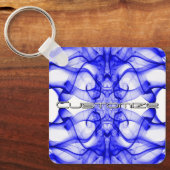 Aangepaste naam Blauwe rook symmetrische witte Sleutelhanger (Voorkant)