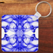 Aangepaste naam Blauwe rook symmetrische witte Sleutelhanger (Achterkant)