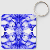 Aangepaste naam Blauwe rook symmetrische witte Sleutelhanger (Achterkant)