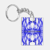 Aangepaste naam Blauwe rook symmetrische witte Sleutelhanger (Voorkant Links)