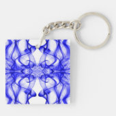Aangepaste naam Blauwe rook symmetrische witte Sleutelhanger (Achterkant)