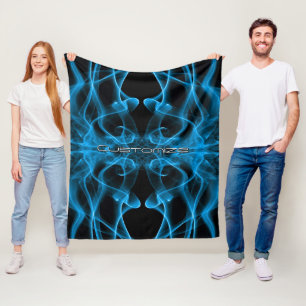 Aangepaste naam Blauwe rook symmetrische zwarte Fleece Deken