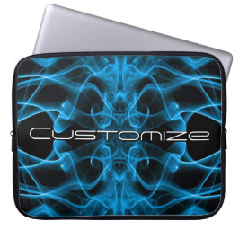 Aangepaste naam Blauwe rook symmetrische zwarte Laptop Sleeve