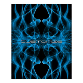 Aangepaste naam Blauwe rook symmetrische zwarte Perfect Poster
