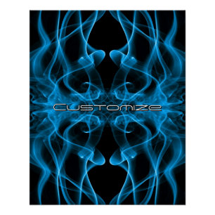 Aangepaste naam Blauwe rook symmetrische zwarte Perfect Poster