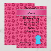 Aangepaste naam blauwe roze kattenpoten kaart (Voorkant / Achterkant)