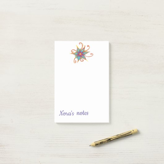 Aangepaste naam blauwe roze ventilator post-it® notes (Op bureau)