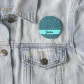 Aangepaste naam blauwe spiraalgolven ronde button 5,7 cm (In situ)