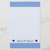Aangepaste naam + Blauwe Stippen/cirkelvormig patr Briefpapier (Voorkant)