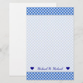 Aangepaste naam + Blauwe Stippen/cirkelvormig patr Briefpapier (Voorkant / Achterkant)