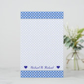 Aangepaste naam + Blauwe Stippen/cirkelvormig patr Briefpapier (Staand voorkant)