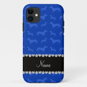 Aangepaste naam blauwe streepjes zwarte streepjes iPhone 11 hoesje