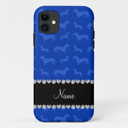 Aangepaste naam blauwe streepjes zwarte streepjes Case-Mate iPhone case (Achterkant)