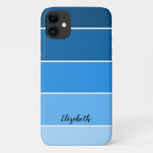 Aangepaste naam Blauwe Stripe Kleurpaletchip Case-Mate iPhone Case (Achterkant)