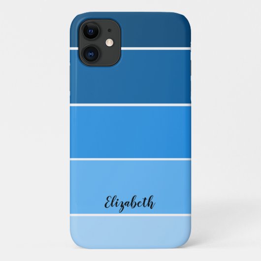 Aangepaste naam Blauwe Stripe Kleurpaletchip Case-Mate iPhone Case (Achterkant)