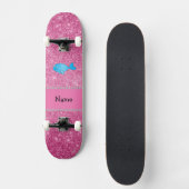 Aangepaste naam blauwe vernauwde roze glitter persoonlijk skateboard (Voorkant)